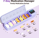 Daviky Smart Pill Organizer with Alarm, Bluetooth Daily Once a Day Pill Box 7 Day with APP, Weekly Travel Pill Case, Portable Pill Reminder for Medicines, Supplements and Vitamins(Purple)
