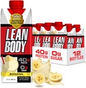 Lean Body Ready-to-Drink Banana Protein Shake, 40g Protein, Whey Blend, 0 Sugar, Gluten Free, 22 Vitaminas &amp; Minerals, 17 onzas (Reciclable Carton & Lid - Pack of 12) LABRADA