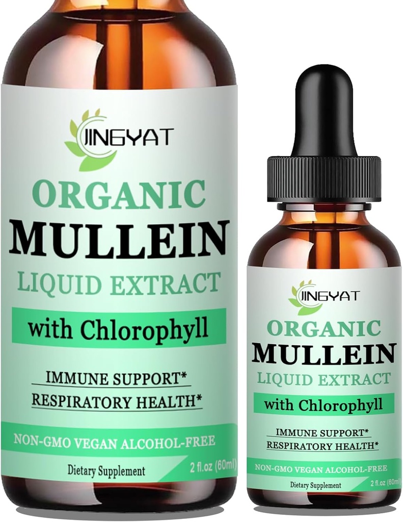 Mullein Drops for Lungs ← Powerful Mullein Leaf Extract with Chlorophyll, Vitamin C, Cinnamon for Immune Support, Detox &amp; Respiratory Support, Bronchial Support ← Non-GMO, Kosher, Gluten-Free