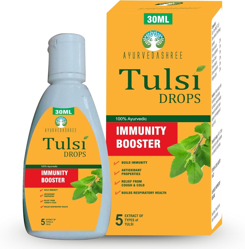 Tulsi gotas Natural Immunity Booster 30 ML Pack - Certified 5 Diferente Rare Tulsi, Holy Basil Drops 30 ML