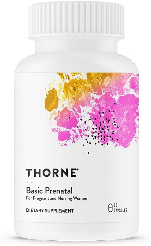 THORNE - Prenatal básico - Folato bien investigado Multi para mujeres embarazadas y enfermeros Incluye 18 vitaminas y minerales, además de Choline - Gluten, lácteos &amp; libre de soja - 90 cápsulas - 30 servicios