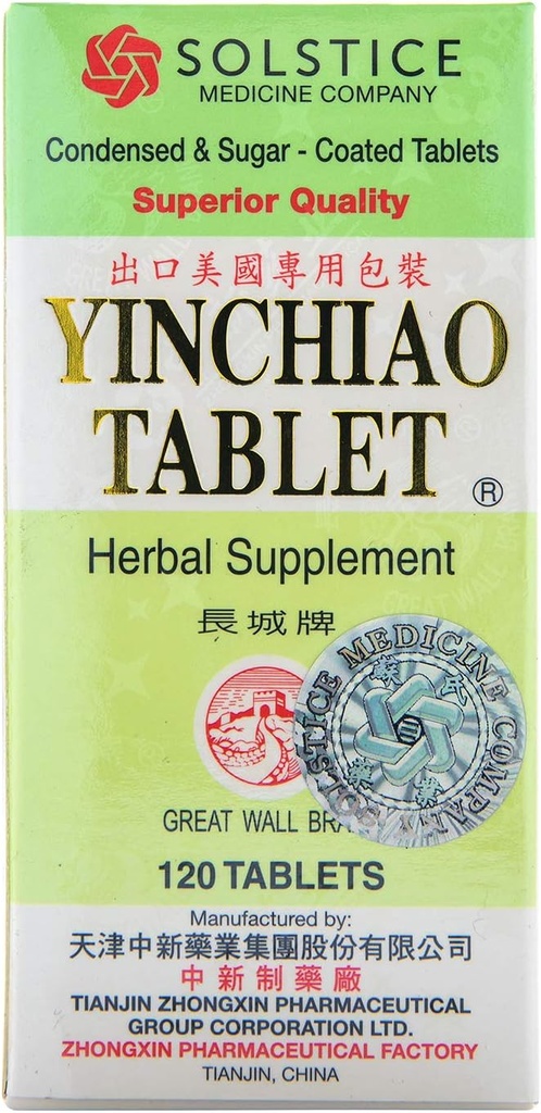 Yin Chiao Herbal Suplemento (apoya los senos, los sistemas inmunitarios y respiratorios) (120 comprimidos por botella) (1 botella) (Solstice)