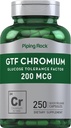 Piping Rock GTF Chromium 200 mcg tención 250 Capsules  durable Glucose Tolerance Factor Suplemento ← Non-GMO &amp; Gluten Free