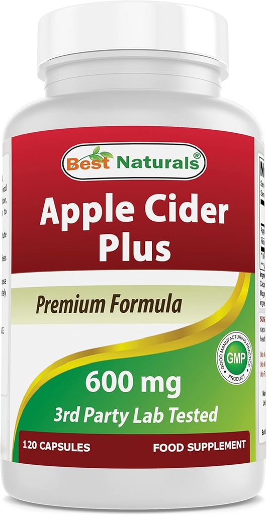 Mejores Naturales Apple Sider Vinegar Plus 500 Mg Capsules, 120 Conde