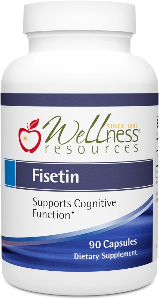 Wellness Resources Fisetin - Novusetin Fisetin Supplement for Longevity, Memory, Focus, Brain Health - Senolytic and Situin Activator - Gluten-Free, Non-GMO, Vegan (100mg, 90 cápsulas)