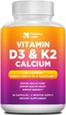 Vitamina D3 K2 5000 UI Suplemento con Calcio, Multivitaminas Soporta Salud Inmune, Huesos Fuertes,Cuentos " Funciones cardíacas con Bioperina Pimiento Negro Extracto 60 Cuenta (Pack of 1)