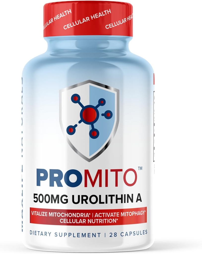 ProMito Urolithin A Supplement – 500mg Pure Urolithin A Dietary Supplement for Men &amp; Women – Alternative to NMN, NAD, CoQ10, Resveratrol & PQ – 28 Capsules