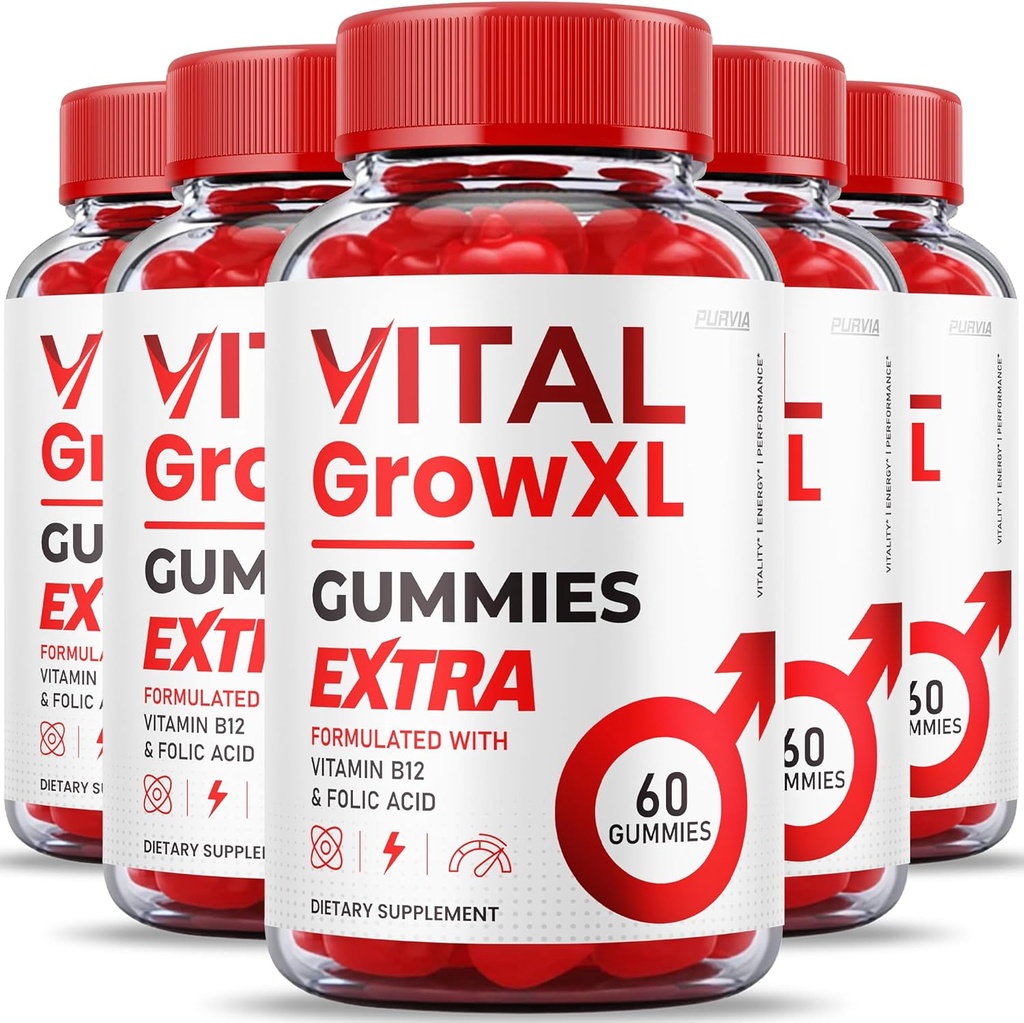 (5 Pack) Vital Grow XL Gummies - Maximum Strength Fórmula - Vial Grow XL Extreme Strength Fórmula, Vital Grow XL Reseñas, Global Daily Health Support 1000mg Maximum Wellness Suplemento (300 Gummies)