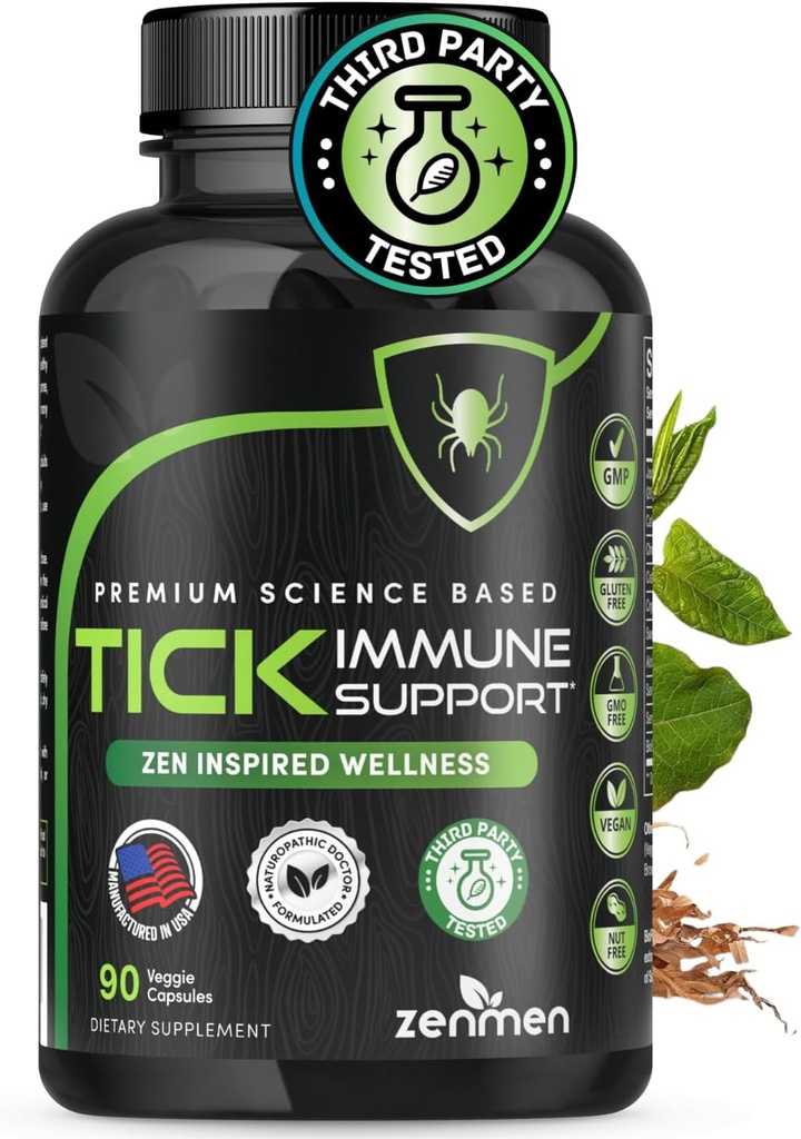 Zenmen Tick Immune Support Supplement - Improved Formula - Japanese Knotweed, Cat's Claw, Chinese Skullcap, Cryptolepis Sanguinolenta, Sweet Wormwood - 90 Vegan Capsules, Made in The USA