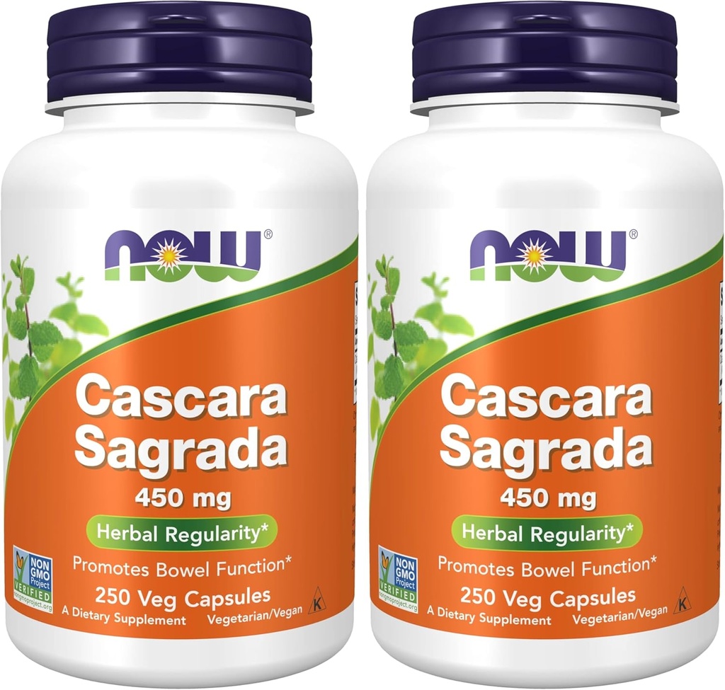AHORA Suplementos, Cascara Sagrada (Rhamnus purshiana)450 mg, 250 capsules Veg (Pack of 2)