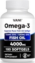 Petróleo de pescado Omega 3 (4000mg), 180 Softgels,Omega 3 Suplementos de ácido graso con EPA &amp; DHA para la salud cerebral*