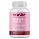 BESTVITE Choline Inositol 500mg (120 cápsulas vegetarianas) - No Stearates - No Fillers - No Dicalcium Phosphate - Vegan - No GMO - Gluten Free