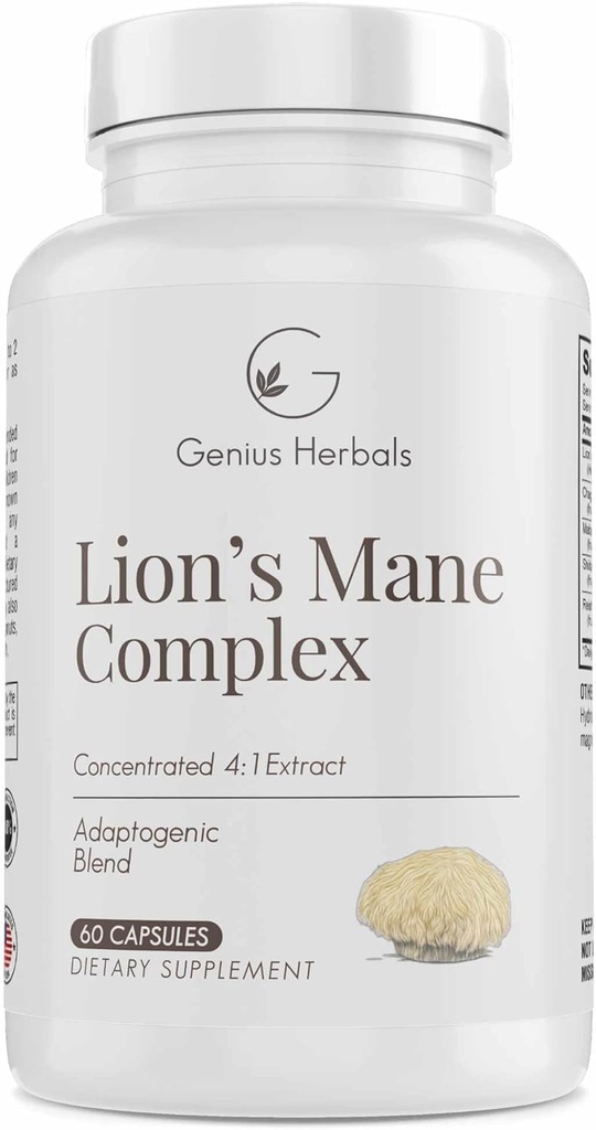 Lions Mane Complex - Concentrated 4:1 Extract for Brain Health, Cognitive and Memory Support - 60 cápsulas