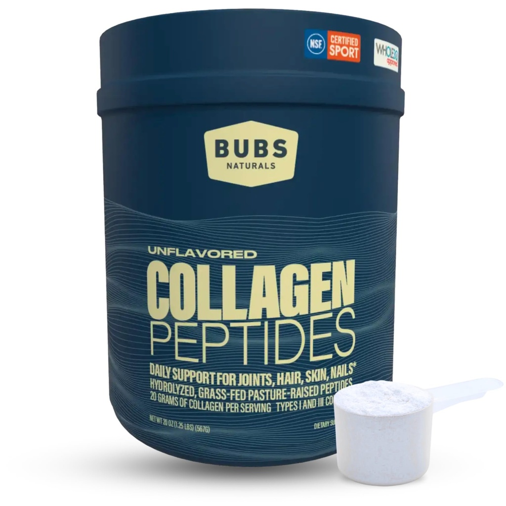 BUBS Naturals Collagen Peptides Powder, Collagen for Women & Men, Hydrolyzed Peptides, Unflavored Pasture Raised Grass Fed, Paleo Keto Friendly, Supports Hair Skin & Joint Health (20 oz) 28 Servings
