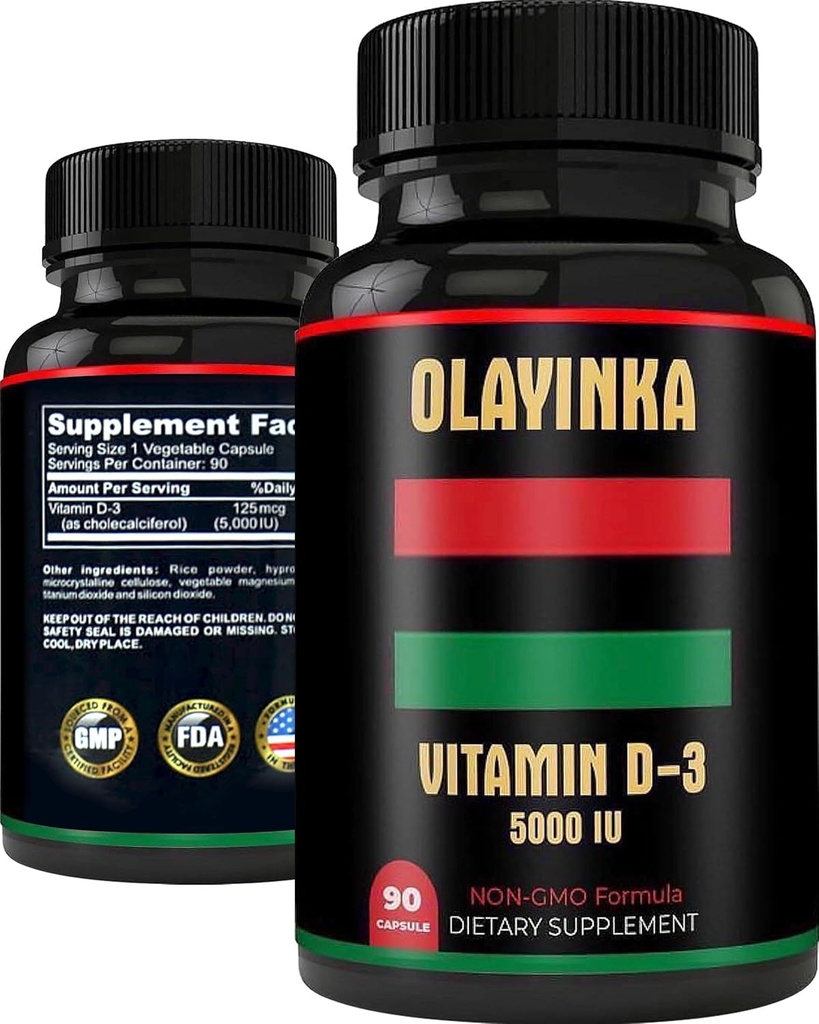 Vitamina D3 5000 UI - 125 mcg Vitamina D3 Suplementos para Hombres de la Mujer - Salud de la piel, Función muscular &amp; Apoyo a la inmunidad - No GMO, Alta Potencia Vitamina D3 5000 UI, 3 Mes Fuente