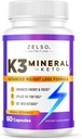 ZELSO K3 Mineral Weight Pills for Women and Men, K3 Mineral Pills - K3 Salt Mineral, Vitamina + K3 Capsules Suplemento para Keto Weight Pérdida - 1 Month Supply