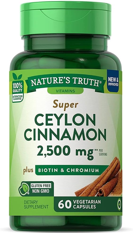 La verdad de la naturaleza Super Cinnamon más Biotin " Chromium Quick Release Capsules - 60 ct, Pack de 3