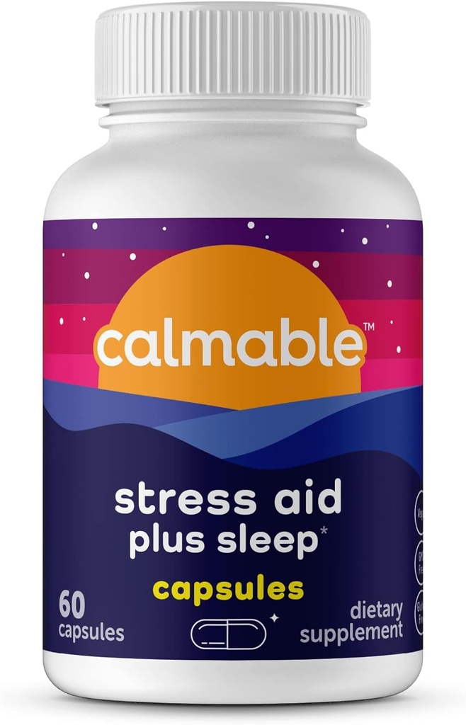 Stress Relief Aid Plus Sleep Support - De-Stress, Relax and Sleep Better - Vegan - con Melatonina, Ashwagandha y L Theanine - Antiestrés Apoyo Suplemento dietético - 60 cápsulas