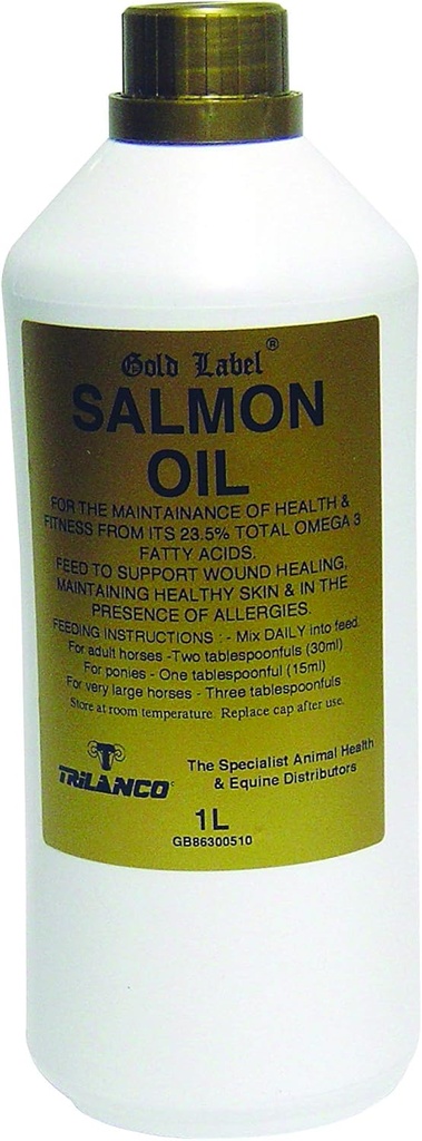 Gold Label Salmon Oil, Horse Supplement, For Health, Fitness &amp; Boosting The Immune System, 1 Litre
