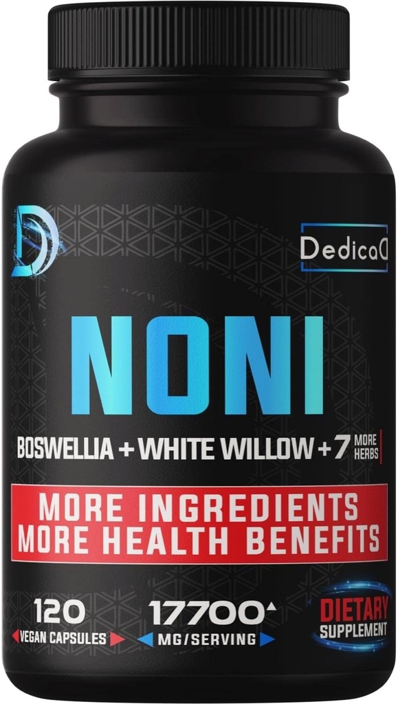 20:1 Cápsulas de Noni 17700mg - Suplemento para Immune, Muscle " Apoyo a la digestión -10in1 Boswellia, Elderberry, Turmeric, Ginger " Más - 120 Cápsulas Veganas, Sin Gluten