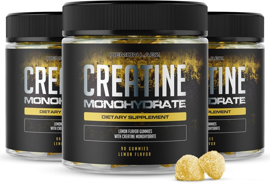 Monohidrato de crema - Gummies con sabor de limón (90 Cuenta (Pack of 3))