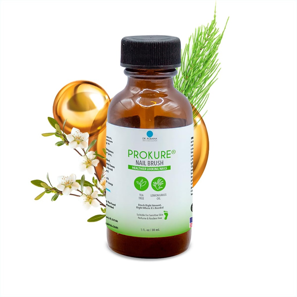 PROKURE Nail Repair Serum. Hidrata las uñas secas y frágiles " cutículas con aceite de árbol de té " Vitamina E. Absorbamiento rápido, no grasa, libre de parabenos. Con pincel de precisión. Seguro en pulido/gels. 1 fl oz.