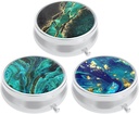3 Pack Pill Box, Small Pill Case for Purse & Pocket, Cute Medicine Organizer Travel Pillbox, Portable Pill Container Holder to Hold Vitamins, Medication, Fish Oil &amp; Supplements, Teal Ocean Marble