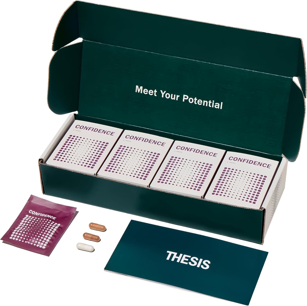 Thesis Confidence - Suplemento Nootropic Brain Support - Soothe Nerves & promueve el bienestar emocional - Ashwagandha, Saffron, L-Theanine &amp; Más - 24 Servimientos - 1 Mes de Suministro