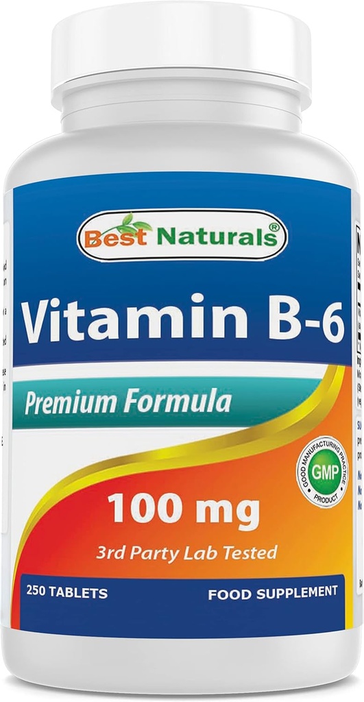 Best Naturals Vitamin B6 Tablet, 100 mg, 250 Count