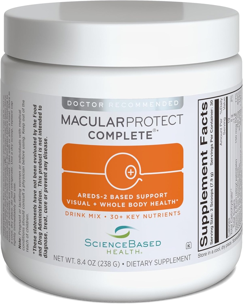 MacularProtect Complete Drink Mix – AREDS 2 Eye Health Supplement + Whole Body Multivitamin – 30+ Key Nutrients with Lutein " Zeaxanthin – Orange Flavor - 30 Day Supply