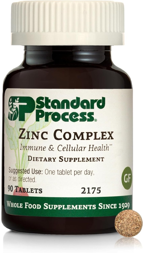 Complejo de zinc estándar - Función de enzima Apoyo a la Ayuda Testes Normales Función - Apoyos Salud Inmune & energía celular - Libre de gluten, No-Dairy " No soy - 90 Tabletas (90 Servimientos)
