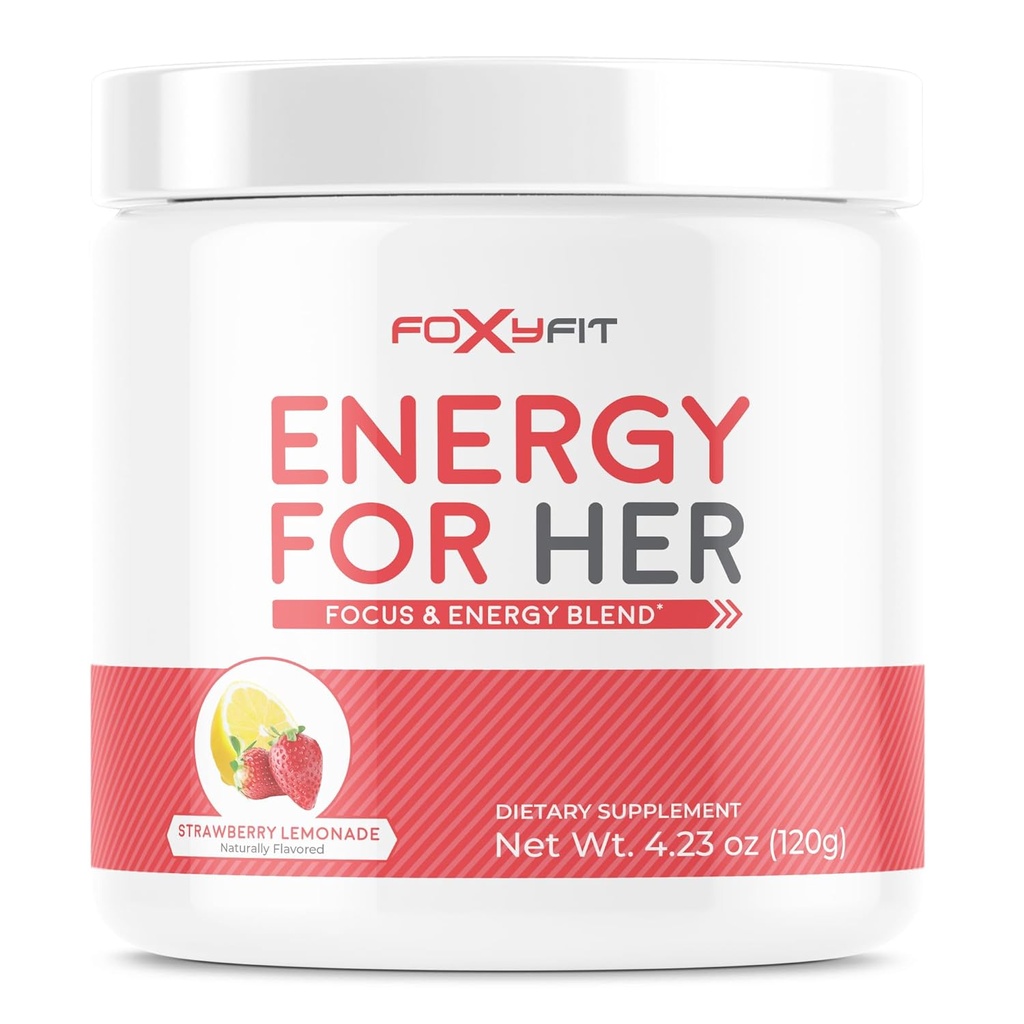 Energía para ella por Foxy Fit Energía y Recuperación Suppport para Mujeres (Strawberry Lemonade - 30 Serviciones)