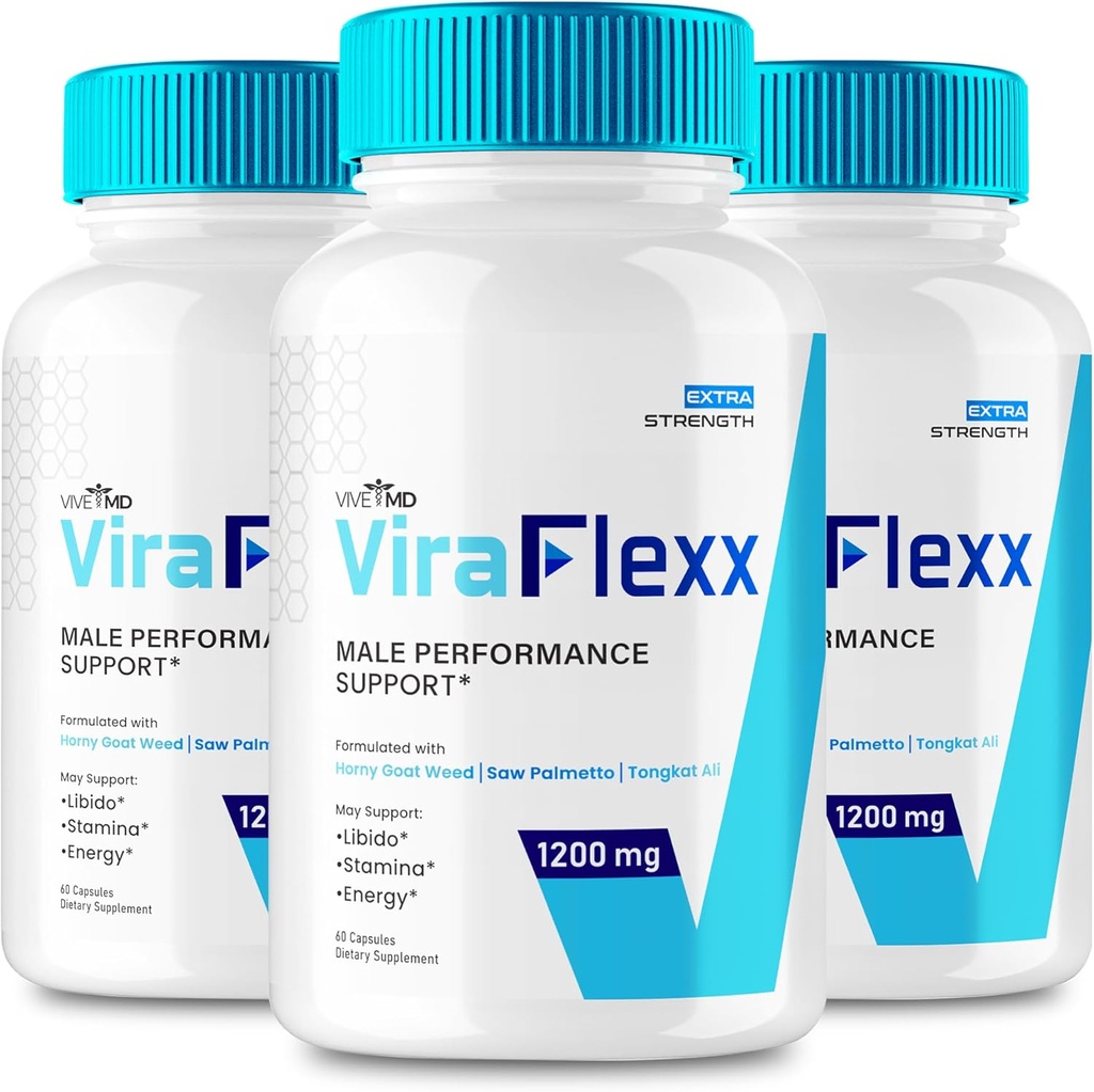 VIVE MD ViraFlexx para Hombres, ViraFlexx Male Enchantment - Maximum Performance, All Natural Dietary Supplement Extra Strength Pills, ViraFlex Pro apoya la salud general, Vira Flexx Comentarios (3 Pack)