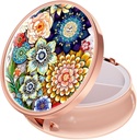 Caja de Píldora Rouidr, 3 Caja de Píldora de Medicina del Compartimiento, Caja de Medicina de los Viajes de Metal Pequeño para Purse &amp; Pocket, Rose Gold, Mandala Flower