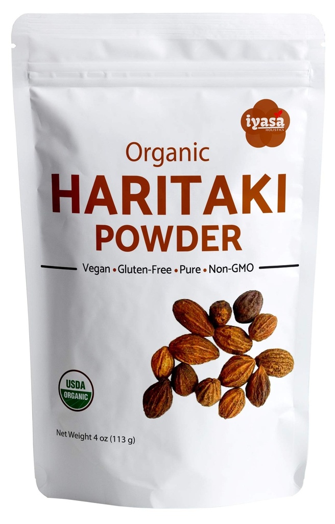Iyasa Holistics Haritaki Powder Organic 4oz - USDA-Certified Terminalia Chebula Superfood Powder for Digestive Balance, Bowel Support, Nutrient Absorption - Haritaki Herb Ayurveda Products
