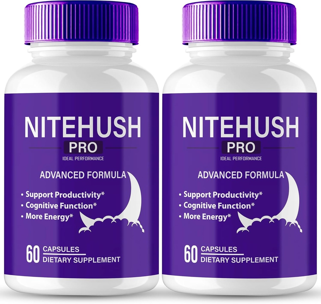 Nite Hush Pro Suplementos cerebrales para cápsulas de memoria y foco, NiteHush Advanced Formula Brain Health Support - Maximum Strength Nootropics NiteHushPro All Natural Support Pills Reviews (2 Pack)
