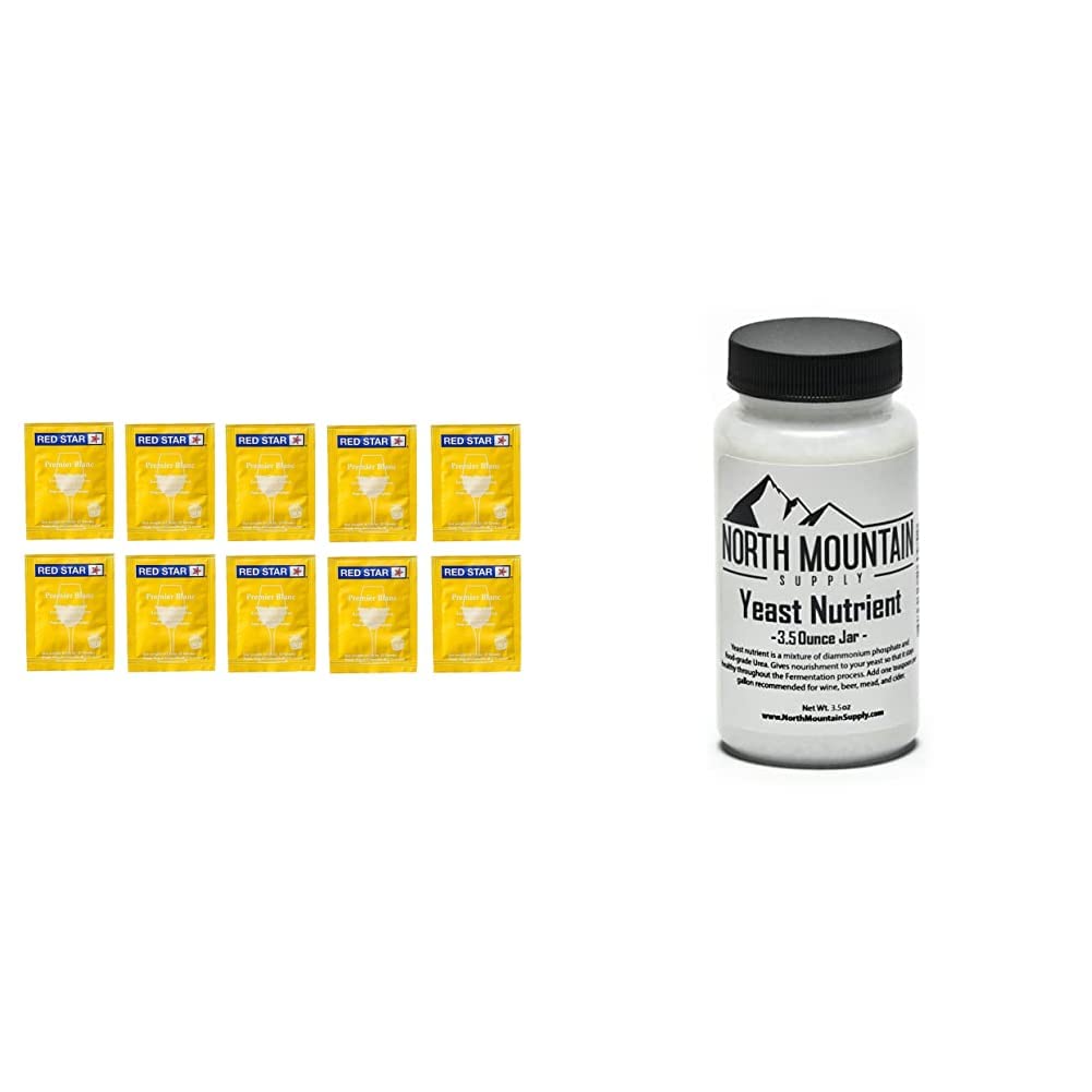 Estrella Roja Estrella Roja Premier Blanc Champan Yeast (Pack of 10) &amp; North Mountain Supply Food Grade Yeast Nutrient - 3.5 Ounce Jar