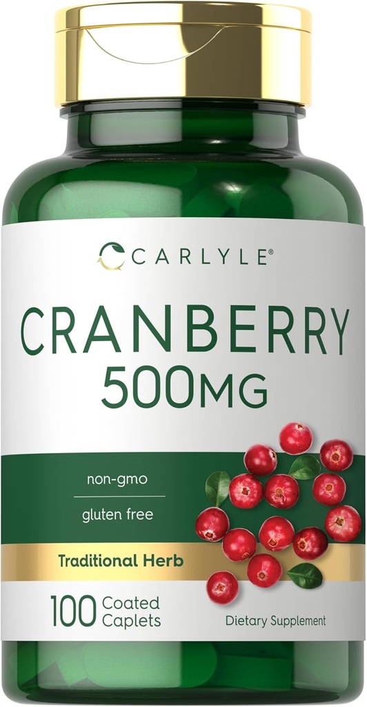 Carlyle Cranberry Pills ← 500mg ← 100 Caplets  durable Non-GMO, Gluten Free Supplement for Women &amp; Men