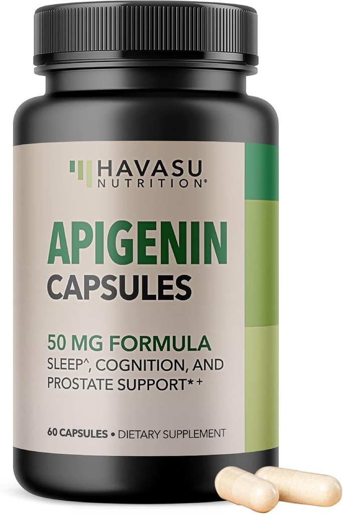 Apigenin Capsules 50mg - 60 Conde, Vegan, Non-GMO, Sleep & Cognitive Support Supplement - Chamomile Flavonoid for Relaxation, Prostate Health, Melatonin-Free, Liposomal Formula for Enhanced Absorption