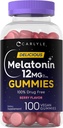 Carlyle Melatonin Gummies 12mg | 100 Count | Berry Flavor | Vegan Supplement | Non-GMO, Gluten Free