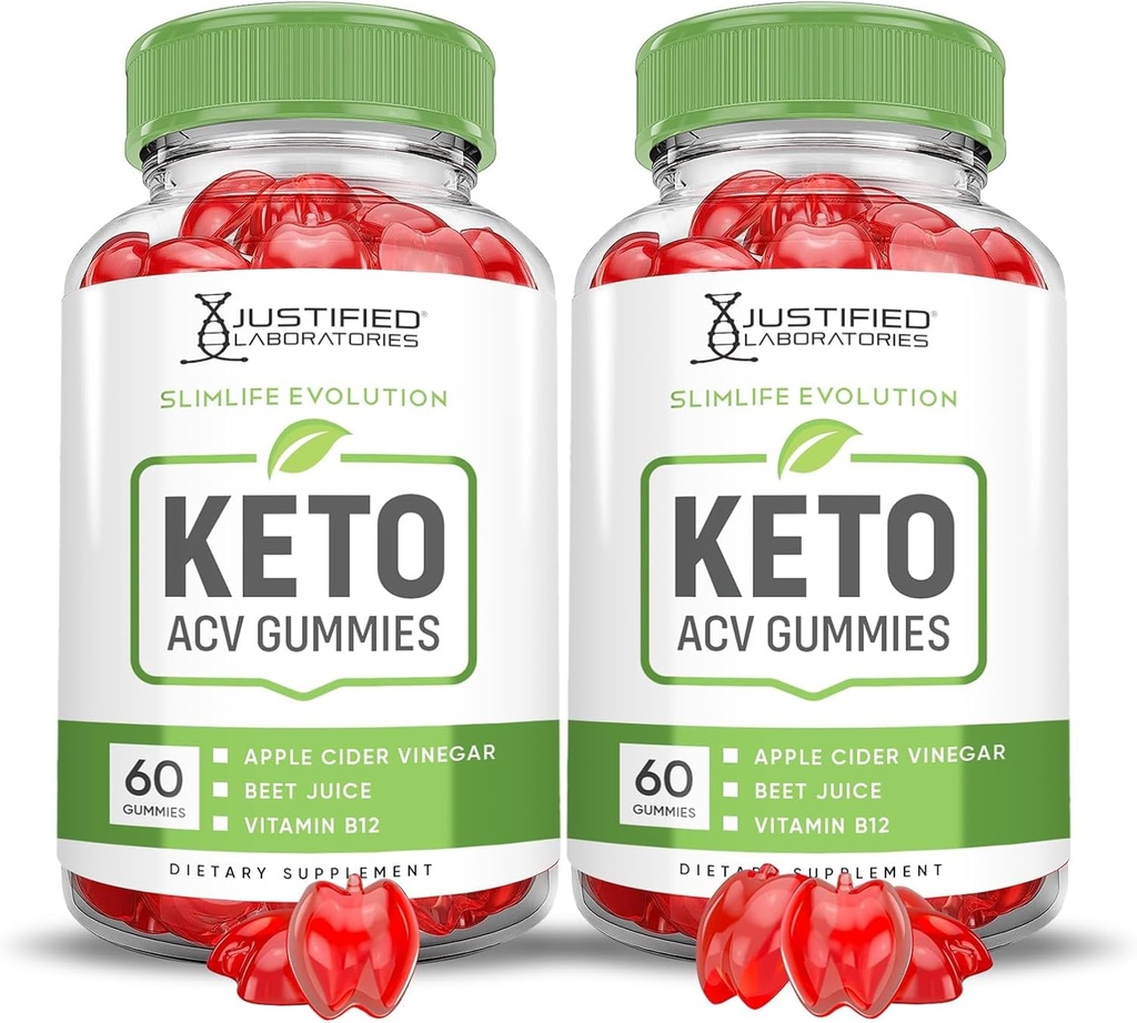 Laboratorios justificados (2 Pack Slimlife Evolution Keto ACV Gummies Slim Life1000MG Apple sider Vinegar Fórmido granate Beet Juice Powder B12 Vegan 120 Gummies