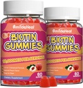 2 Pack Biotin Gummies for Hair Growth 10000 mcg, Hair Skin and Nails Gummy with Folic Acid, Vitamins A, B, C, E & D, Vegan biotin Vitamins for Women & Men, 120 Gummies