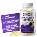 Magnesium Glycinate 400mg Softgels, Small Easy to Swallow High Absorption Magnesium Supplement, with Vitamin D3 & K2 for Sleep Relax Calm Muscle Bone* Health, 120 Gelcaps