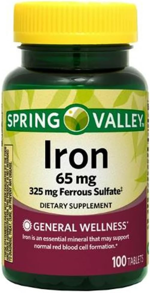 Iron General Wellness Dietary Supplement Tablets, 65 mg, 100 Conde (Iron,100 Conde)