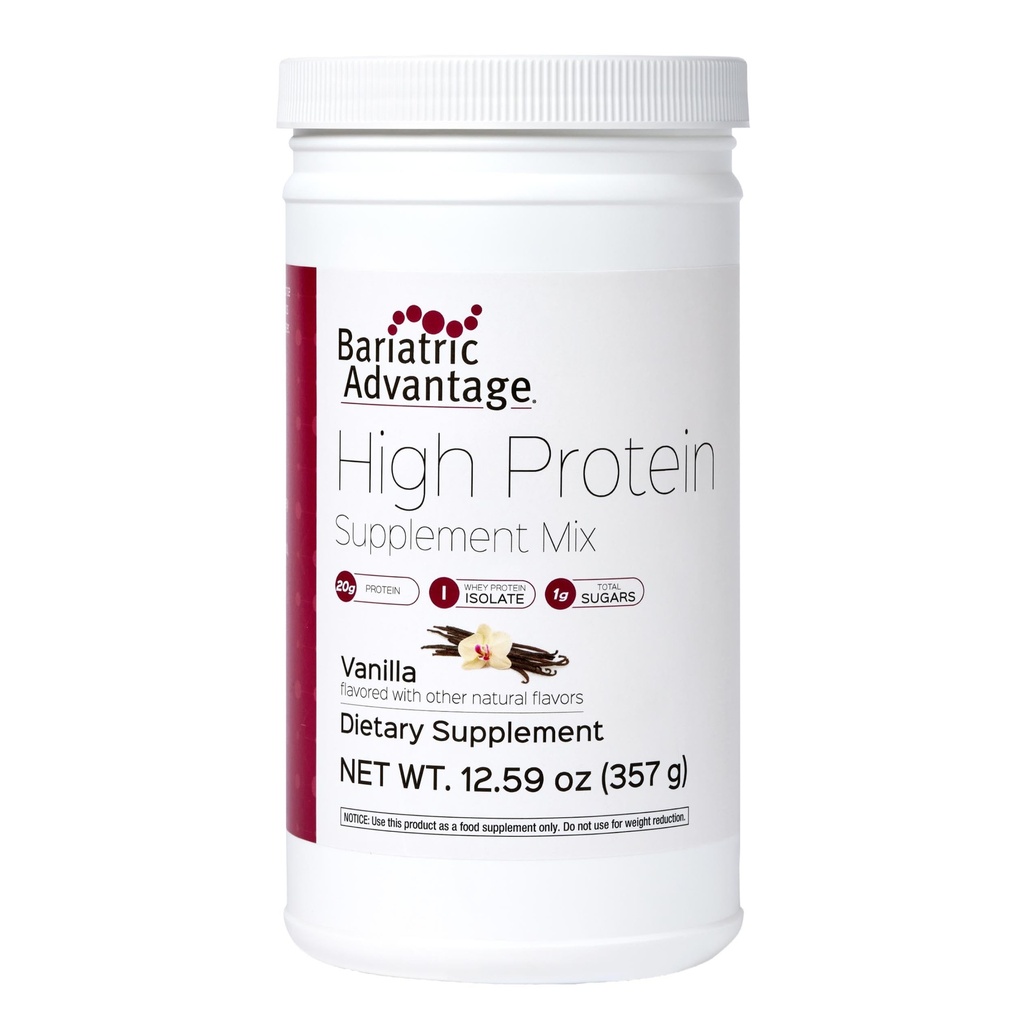 Bariatric Advantage High Protein Supplement Mix - Bariatric Protein Powder - 20 g Protein - para pacientes de cirugía post-bariatrica - con hierro, calcio &amp; Más - 14 Servings - Vainilla