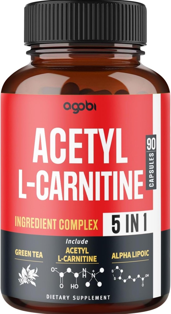 Acetyl L-Carnitine Supplement - 2600mg 3 Months - Blended with Alpha Lipoic Acid, Green Tea, Green Coffee Bean & Raspberry Ketones - Memory & Brain Health Support, Non-GMO - 90 Vegan Capsules