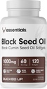Aceite de semilla negra 1000mg Por Serving (Aceite de semilla de comino negro) Esenciales (60 Servings, 120 Softgels)