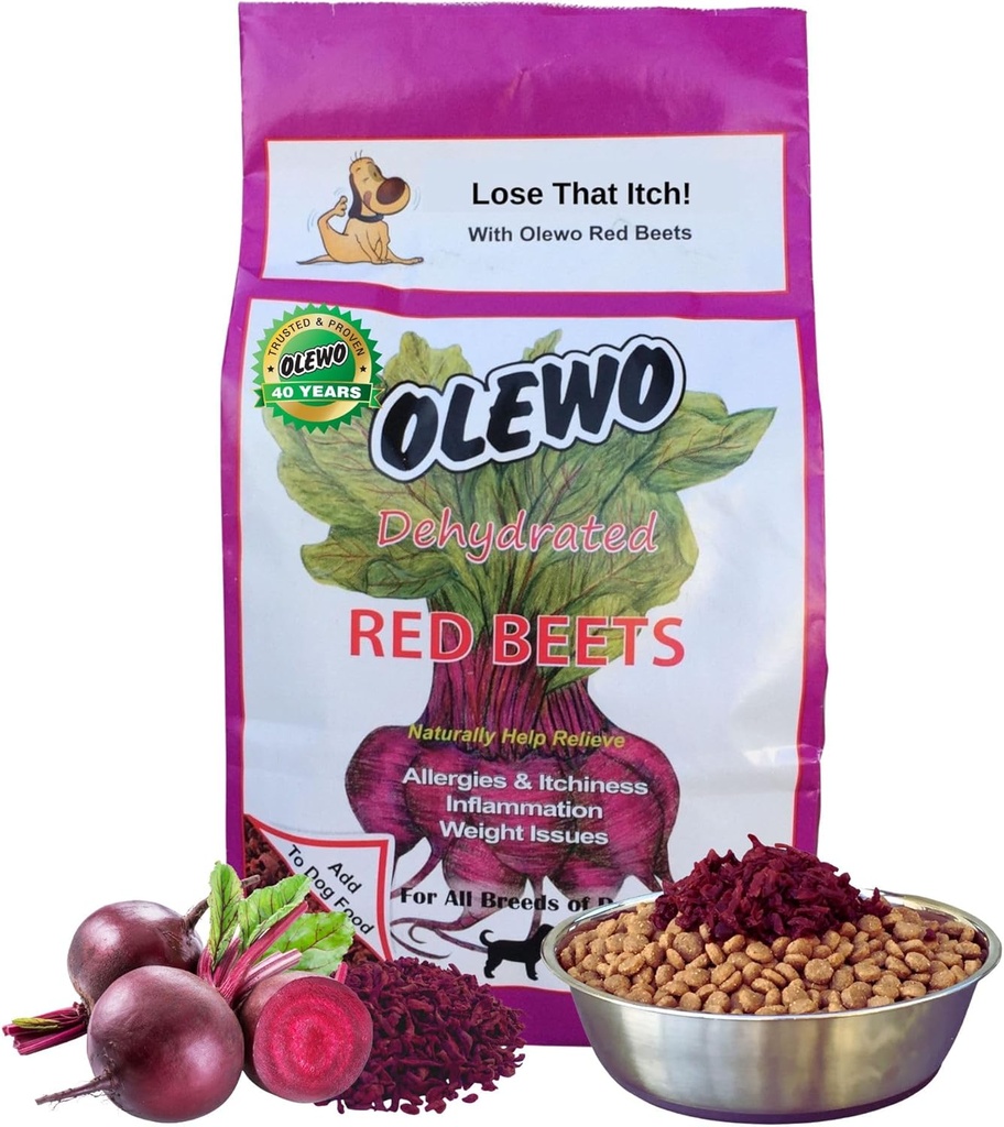 Olewo Original Red Beets for Dogs – Natural Anti Itch for Dogs, Dog Food Topper, Immune, Cleansing, Skin &amp; Coat Support, Dehydrated Whole Food Dog Multivitamin, Fiber for Dogs, 1 lb