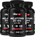 Melatonina 20 mg - 240 Tablas rápidas de disuelve - Libre de medicamentos - Sabor natural de Berry - Vegetariano, No GMO, Gluten Cuenta libre 240 (Pack of 3)
