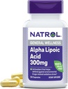 Natrol Alpha Lipoic Acid 300 mg, Suplemento dietético para el bienestar general, 50 cápsulas, 50 días de suministro